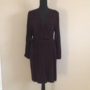 Gap deep purple/wine long sleeve wrap dress